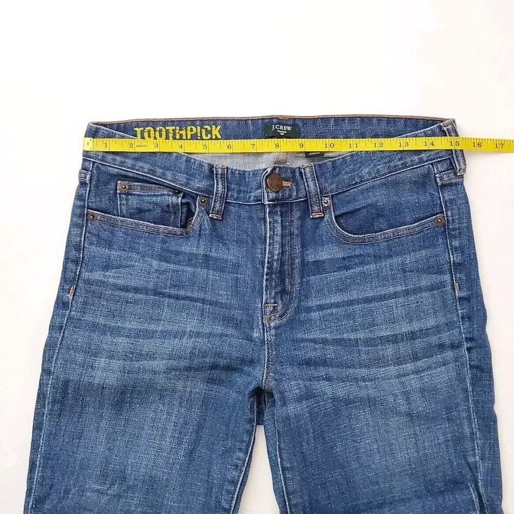 J. Crew Toothpick‎ (Womens 29) Stretch Skinny Denim Jeans Med Blue Wash 5 Pocket
